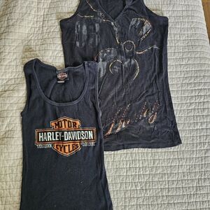 Lot Of 2 Harley-Davidson Women's Size Small Tank Tops O1